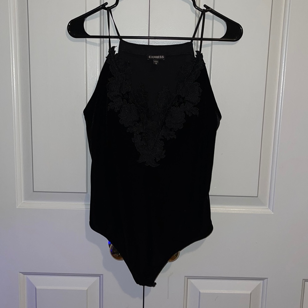 EXPRESS Lace Velvet Bodysuit